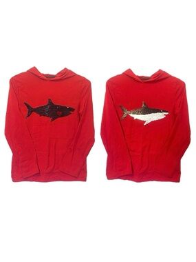 ⭐️HP⭐️ Cat & Jack kids unisex red hoodie shirt reversible shark size Medium 8-10